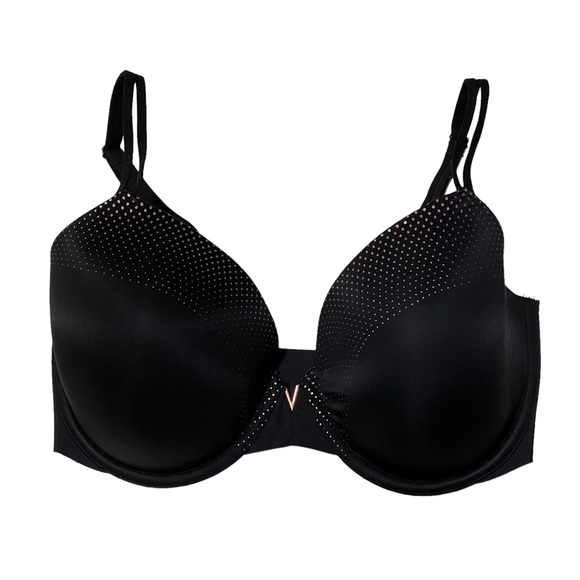 Victoria's Secret Lined Perfect Coverage Black Dotted Underwire 32DDD Bra - Picture 4 of 9